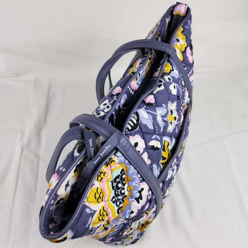 Vera Bradley Charmont Meadow Tote‎ Leather Handles Multi Color Floral